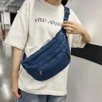 Harajuku Style Women's Cross-Body Bag Multifunction Denim Unisex Student Bag Hip Hop Trend Brand Street Fashion High Street main image 5