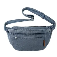 Harajuku Style Women's Cross-Body Bag Multifunction Denim Unisex Student Bag Hip Hop Trend Brand Street Fashion High Street sku image 2