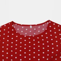 Elegant Retro Women's Dress Round Neck Short Sleeves And Dots Printed Waist-Controlled Full Skirt Mid-Length Dress Dress Suitable For Commuting main image 4