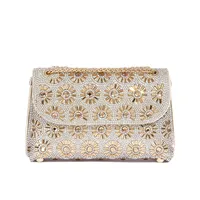 Fashion Rhinestone-Encrusted Chain Shoulder Bag Women's The Dinner Party Bag Fashion Compact Square PU Leather Handbag Strap Polyester Fiber Lining main image 1