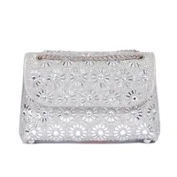 Fashion Rhinestone-Encrusted Chain Shoulder Bag Women's The Dinner Party Bag Fashion Compact Square PU Leather Handbag Strap Polyester Fiber Lining main image 3