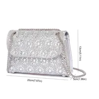 Fashion Rhinestone-Encrusted Chain Shoulder Bag Women's The Dinner Party Bag Fashion Compact Square PU Leather Handbag Strap Polyester Fiber Lining main image 4