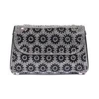 Fashion Rhinestone-Encrusted Chain Shoulder Bag Women's The Dinner Party Bag Fashion Compact Square PU Leather Handbag Strap Polyester Fiber Lining sku image 2