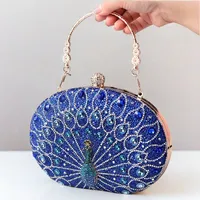 New Peacock Diamond-Embedded Dinner Bag Retro  Style Portable Party Dress Handbag Polyester Lining main image 3