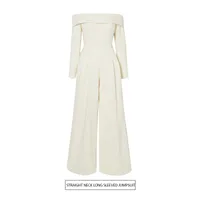 Elegant Style Wide Leg Jumpsuit Casual Pants Back Splice Butterfly Knot Solid Color Long Sleeve Fashionable Commute Suit main image 1
