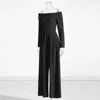 Elegant Style Wide Leg Jumpsuit Casual Pants Back Splice Butterfly Knot Solid Color Long Sleeve Fashionable Commute Suit main image 4