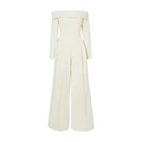 Elegant Style Wide Leg Jumpsuit Casual Pants Back Splice Butterfly Knot Solid Color Long Sleeve Fashionable Commute Suit main image 5