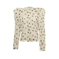 Women's Casual Fashionable Shirt Round Neck Long Sleeve Breathable Mesh Top Single Button Round Dot Pattern Comfortable Shirt main image 4