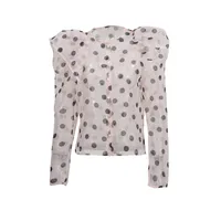 Women's Casual Fashionable Shirt Round Neck Long Sleeve Breathable Mesh Top Single Button Round Dot Pattern Comfortable Shirt main image 5