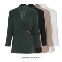 Fashion French Style Retro Easy Matching Baggy Coat Solid Color Buttons Detail Women's Fashion Long Sleeve Slim Fit Style Trueran main image 1