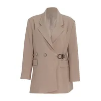 Fashion French Style Retro Easy Matching Baggy Coat Solid Color Buttons Detail Women's Fashion Long Sleeve Slim Fit Style Trueran main image 3