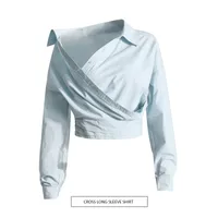 Fashionable Slim Fit Solid Color Simple Design Women's Shirt New 2025 Macaron Color Long Sleeve Short Casual Top main image 1