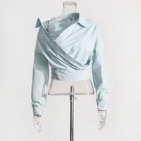 Fashionable Slim Fit Solid Color Simple Design Women's Shirt New 2025 Macaron Color Long Sleeve Short Casual Top main image 2