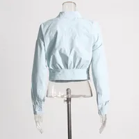 Fashionable Slim Fit Solid Color Simple Design Women's Shirt New 2025 Macaron Color Long Sleeve Short Casual Top main image 4