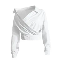 Fashionable Slim Fit Solid Color Simple Design Women's Shirt New 2025 Macaron Color Long Sleeve Short Casual Top main image 5