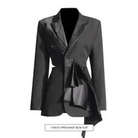 Elegant Butterfly Knot Design Slim Fit Women's Summer Style Cotton Polyester Suit Jacket Long Sleeve Elegant Fashion Outerwear main image 1