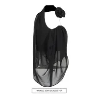Fashionable Spicy Girl Style Vest Top Irregular Design 3D Floral Patchwork Semi-Transparent Chiffon Women's Shirt Sweet Spicy Wind main image 2