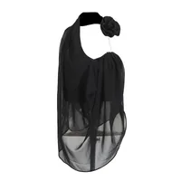 Fashionable Spicy Girl Style Vest Top Irregular Design 3D Floral Patchwork Semi-Transparent Chiffon Women's Shirt Sweet Spicy Wind main image 5