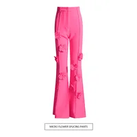 Comfortable Wide Leg Women's Pants Floral Design 3D High Waist European Style Casual Trousers Loose Fit Fashionable Long Trousers main image 1