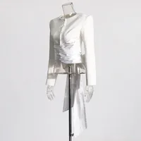 Elegant Slim Fit Cardigan Top Women's Fashion Design Belt Short Coat Spring Summer Pure Color Long Sleeve Button Front main image 3