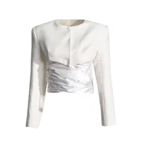 Elegant Slim Fit Cardigan Top Women's Fashion Design Belt Short Coat Spring Summer Pure Color Long Sleeve Button Front main image 5