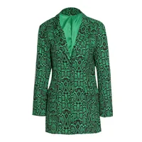 Fashionable Retro Printed Long Sleeve Loose Fit Ladies' Suit Jacket Polyester Blend Medium Length Cotton Polyester Fabric sku image 1