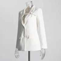 Slim Fit Solid Color Suit Coat Women New Style Casual Long Sleeve Button Design Belt Design Splicing Coat main image 3