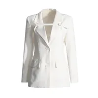 Slim Fit Solid Color Suit Coat Women New Style Casual Long Sleeve Button Design Belt Design Splicing Coat main image 5