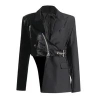 Slim Fit Long Sleeve Commuter Style Men Women Matching Motorcycle Fashion Zipper Solid Color Business Coat Trendy Outerwear main image 5