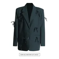 Casual Commute Style Women's Suit Jacket Butterfly Knot Design Splice Cotton Polyester Long Sleeve Loose Fit Suit Jacket main image 1