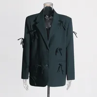 Casual Commute Style Women's Suit Jacket Butterfly Knot Design Splice Cotton Polyester Long Sleeve Loose Fit Suit Jacket main image 4