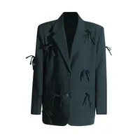 Casual Commute Style Women's Suit Jacket Butterfly Knot Design Splice Cotton Polyester Long Sleeve Loose Fit Suit Jacket main image 5