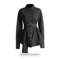Elegant Casual Women's Shirt Summer New Style Belted Drapey Open Cardigan Solid Color Versatile Fashion Business Commute Style Slim Fit Midi Length main image 1