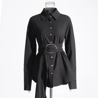 Elegant Casual Women's Shirt Summer New Style Belted Drapey Open Cardigan Solid Color Versatile Fashion Business Commute Style Slim Fit Midi Length main image 2