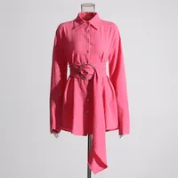 Elegant Casual Women's Shirt Summer New Style Belted Drapey Open Cardigan Solid Color Versatile Fashion Business Commute Style Slim Fit Midi Length main image 3