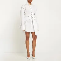 Elegant Casual Women's Shirt Summer New Style Belted Drapey Open Cardigan Solid Color Versatile Fashion Business Commute Style Slim Fit Midi Length sku image 4