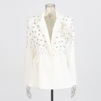 Elegant Pure Color Women's Suit Jacket Tassel Design Custom Fashion Summer New Cotton Polyester Blend Long Sleeve Regular Fit main image 2
