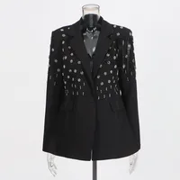 Elegant Pure Color Women's Suit Jacket Tassel Design Custom Fashion Summer New Cotton Polyester Blend Long Sleeve Regular Fit main image 3