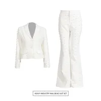Elegant High Waist Wide Leg Fashion Set Casual Cotton Polyester Blend Long Sleeve Women's Outfit French Style Leisure Ensemble main image 1