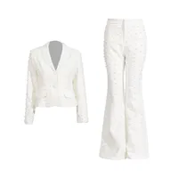 Elegant High Waist Wide Leg Fashion Set Casual Cotton Polyester Blend Long Sleeve Women's Outfit French Style Leisure Ensemble main image 5