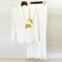 Elegant Commute City Style Slim Fit Straight Leg High Waist Diamond Embellished Fashionable Casual Set Women's Long Sleeve sku image 6