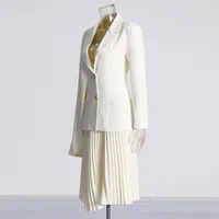 Elegant Commute Fashion Show Outfit Two-Piece Set Summer New Irregular Cut Skirt Long Sleeve Pure Color Casual Suit For Women main image 3