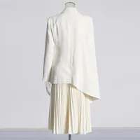 Elegant Commute Fashion Show Outfit Two-Piece Set Summer New Irregular Cut Skirt Long Sleeve Pure Color Casual Suit For Women main image 4