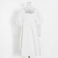 Sweet Style High Waist Puff Sleeve Square Collar Pleated Mini Dress Women's Fashion Design Spring And Summer New main image 4
