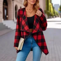 Elegant Fashion Plaid Colorblock Coat Autumn And Winter Long Sleeve Anklet Dress Elegant Style Commuter High Quality Polyester main image 1