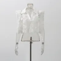 Fashionable Sexy Pure Desire Style Set New 2025 Lace Hollow Out Short Top High Waist Mini Skirt Women Casual Fashion Set main image 4
