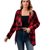 Elegant Fashion Plaid Colorblock Coat Autumn And Winter Long Sleeve Anklet Dress Elegant Style Commuter High Quality Polyester main image 5