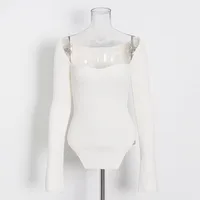 Slim Fit Long Sleeve Knitted Top V Neck Solid Color Early Autumn Fashionable Ladies' No Shoulder Sexy Commuting Style main image 2