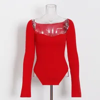 Slim Fit Long Sleeve Knitted Top V Neck Solid Color Early Autumn Fashionable Ladies' No Shoulder Sexy Commuting Style sku image 5