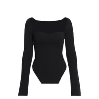 Slim Fit Long Sleeve Knitted Top V Neck Solid Color Early Autumn Fashionable Ladies' No Shoulder Sexy Commuting Style main image 5